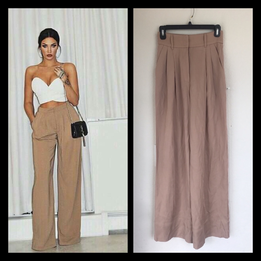 Zara Tan Wide-Leg Trousers